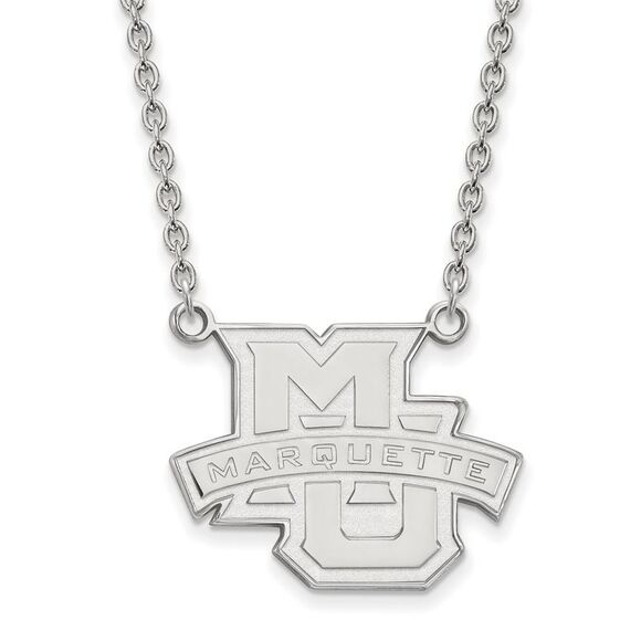 Sterling Silver Marquette U Large Logo Pendant Necklace